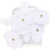 Ajuar blanco para bebé recién nacido, incluye ropa, gorro, babero, frazada.