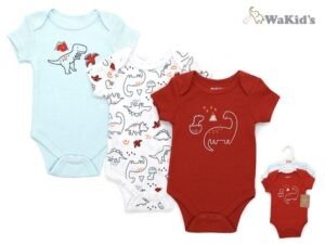 Set de 3 bodys wakids de dinosaurios