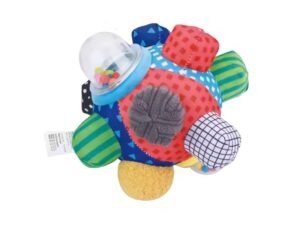 Puff Sensorial multicolor para bebés con texturas, sonidos y formas de estimulación temprana.